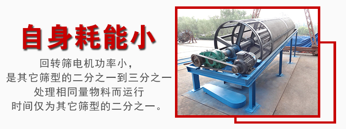 滾筒篩耗能小，使用壽命長，維修方便